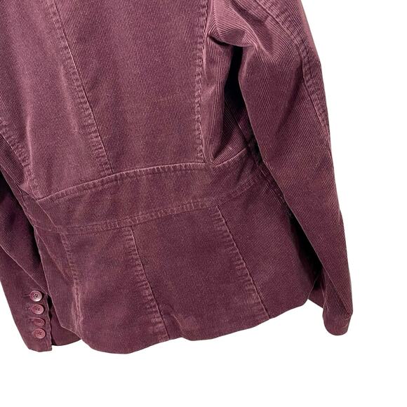 Vince Womens Corduroy Blazer Coat Burgundy Wine Medium 8 Casual Jacket Y2K USA - Picture 7 of 9